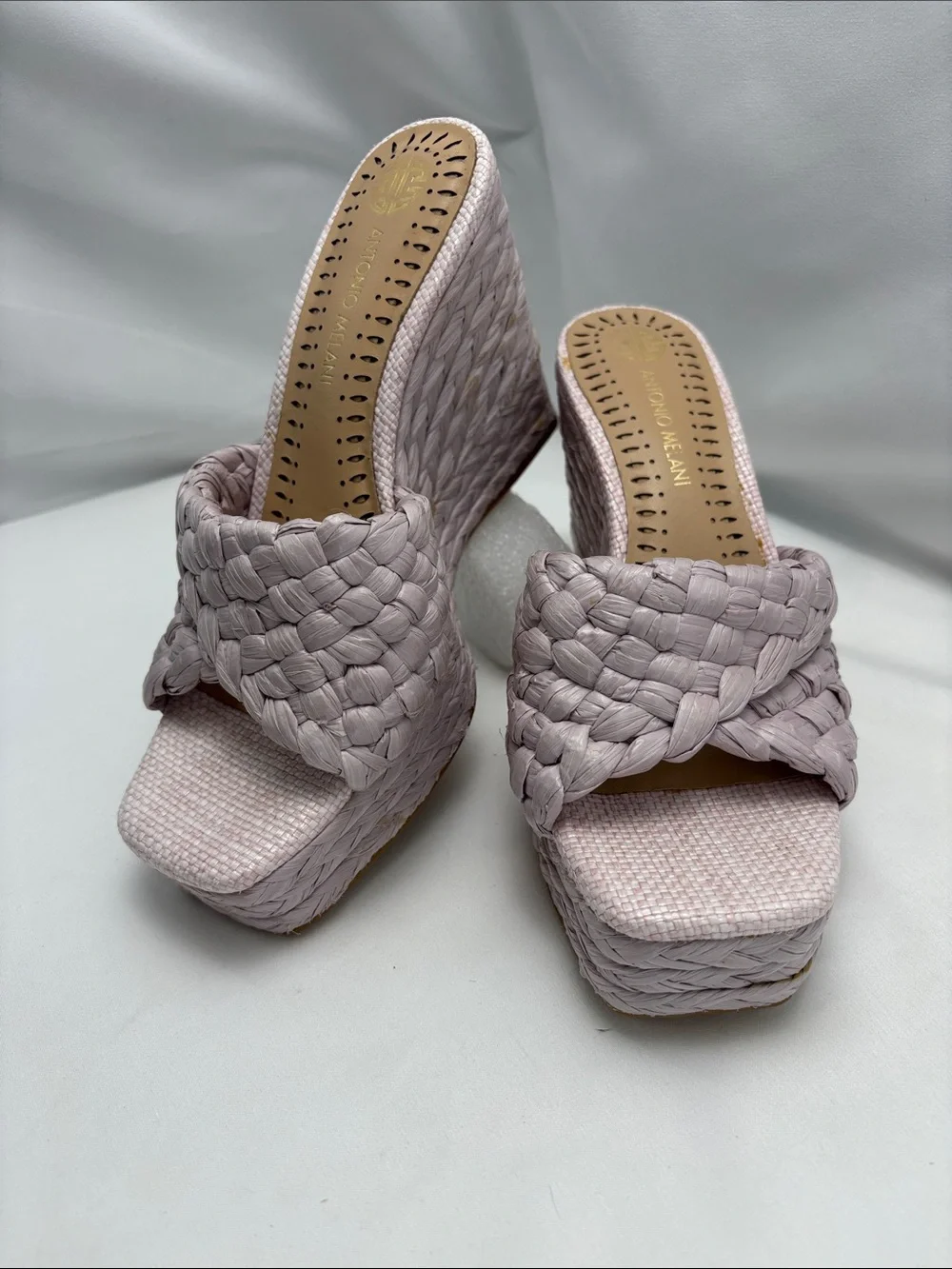 ANTONIO MELANI Women’s 6 Lavender Braided Platform Wedge‎ Sandals #333
